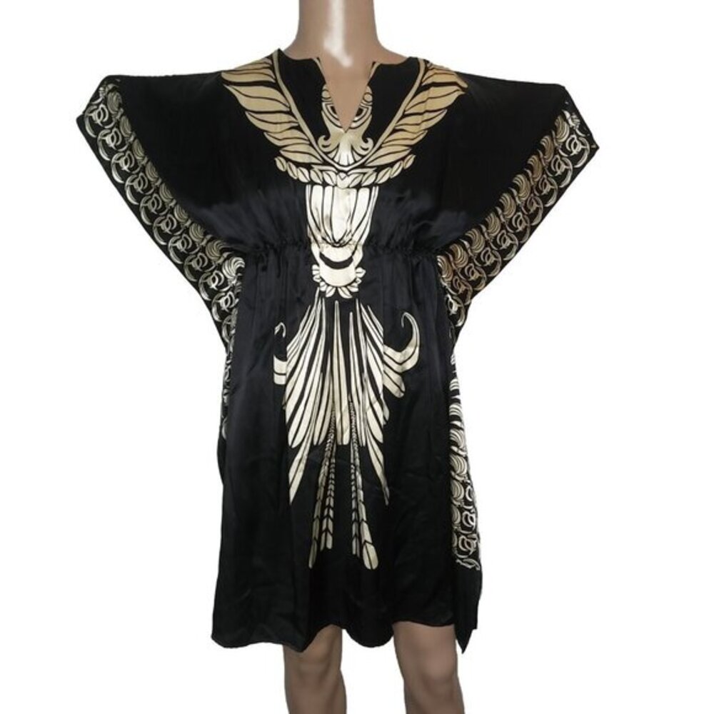 Anthropologie Black and Gold Midi Dress